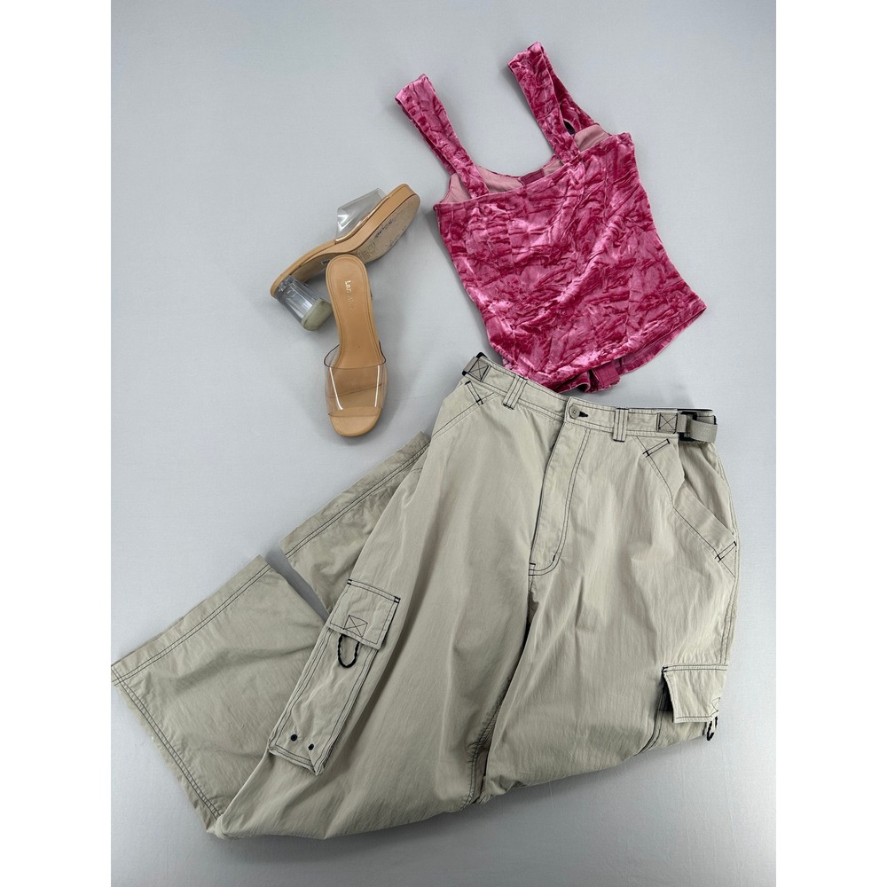 Global Mind Mens Convertible Cargo Pants Tan Zip Off Shorts Size 36 Utility